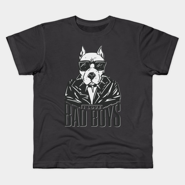 I love bad boys Kids T-Shirt by Catfactory